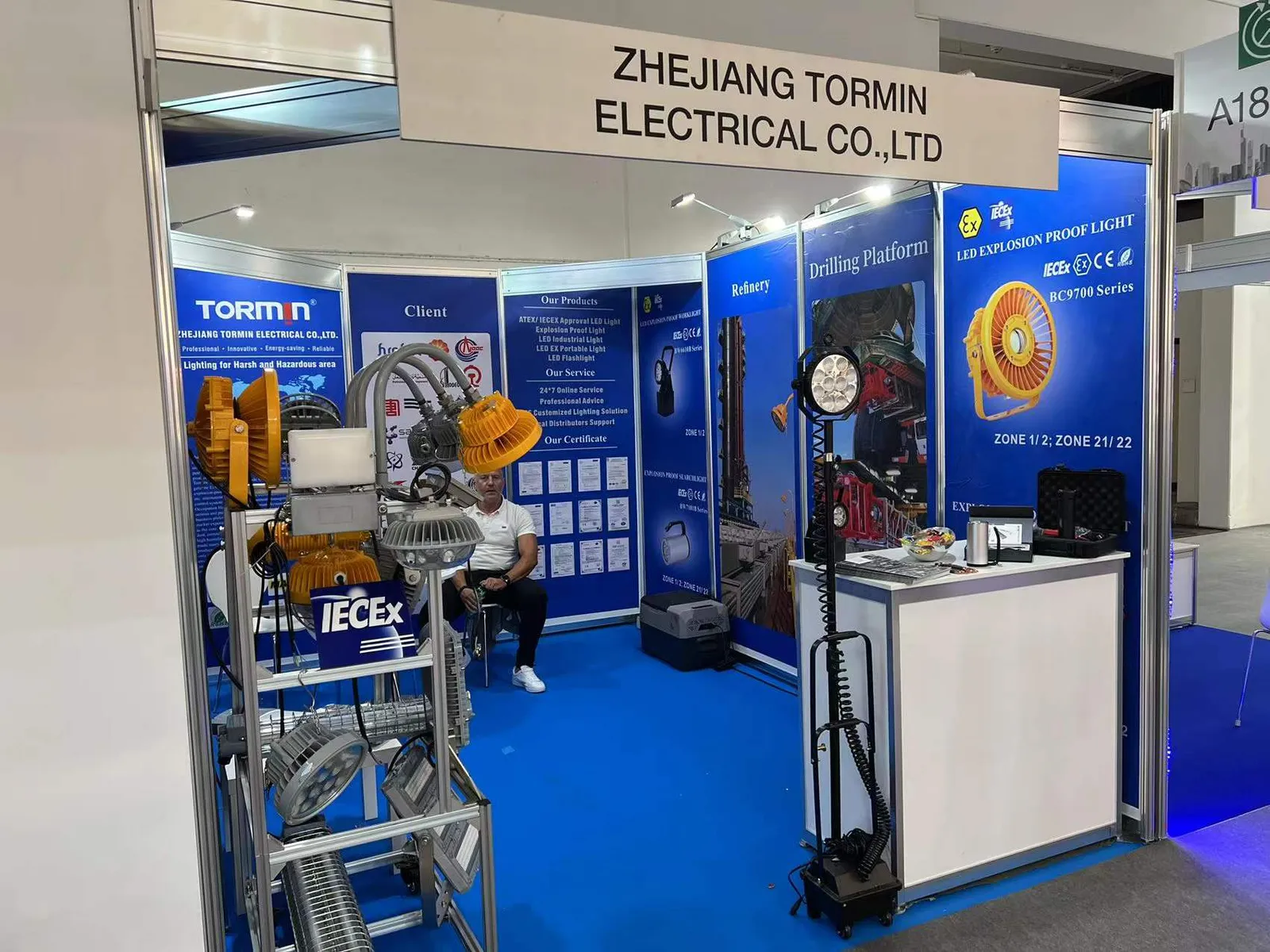 TORMIN lighting samples displayed at ACHEMA 2022 in Frankfurt.