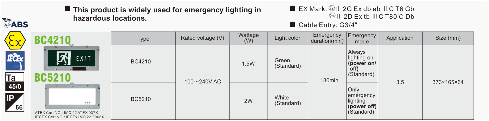 BC4210 / BC5210 original catalogue specification table; open the full-size image or download the catalogue for configuration details.