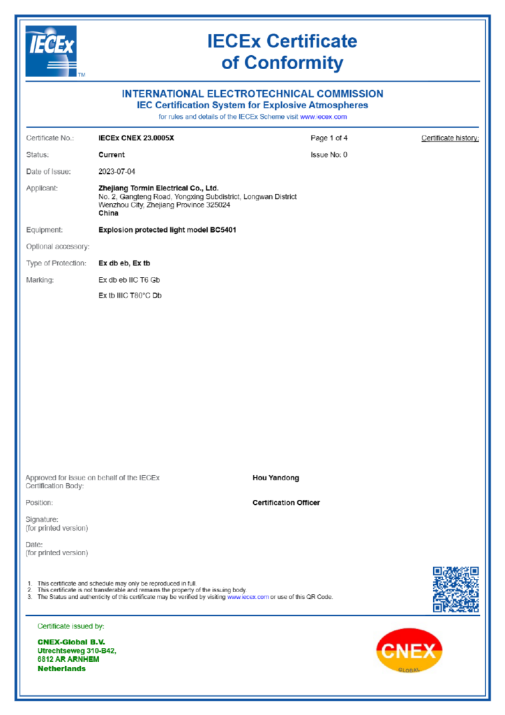 BC5401 — IECEx — IECEx CNEX 23.0005X — first-page preview; open the complete PDF for all pages.