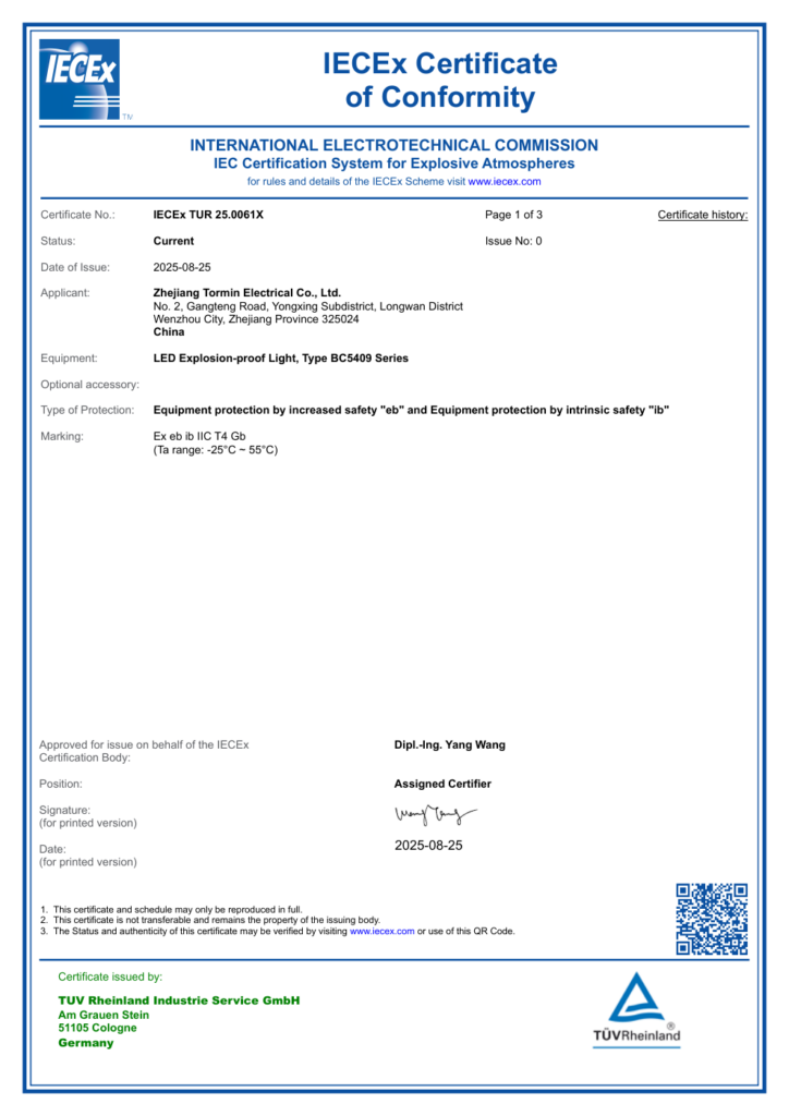 BC5409 — IECEx — IECEx TUR 25.0061X — first-page preview; open the complete PDF for all pages.