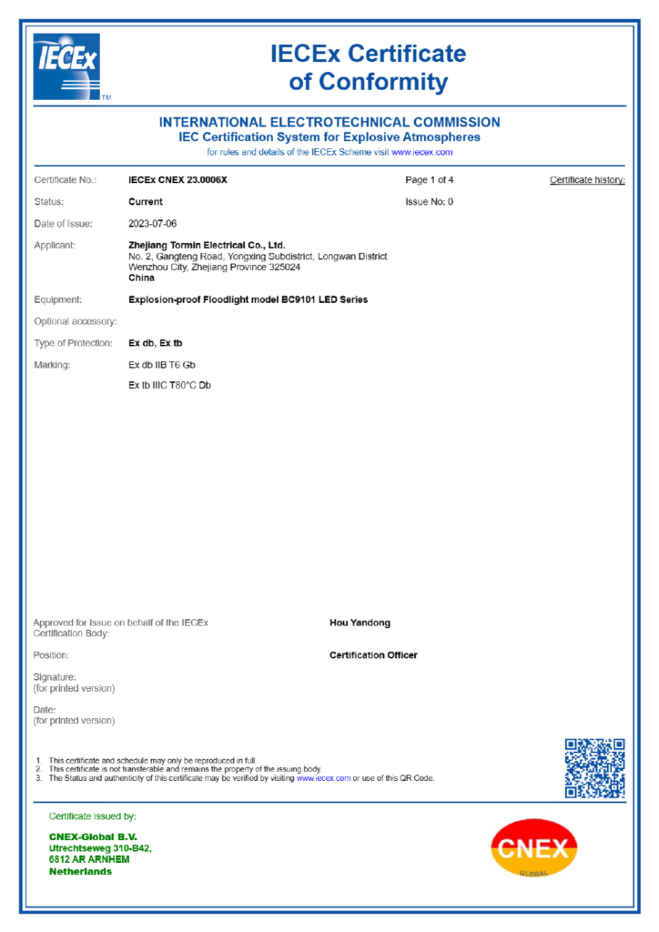 BC9101 — IECEx — IECEx CNEX 23.0006X — first-page preview; open the complete PDF for all pages.