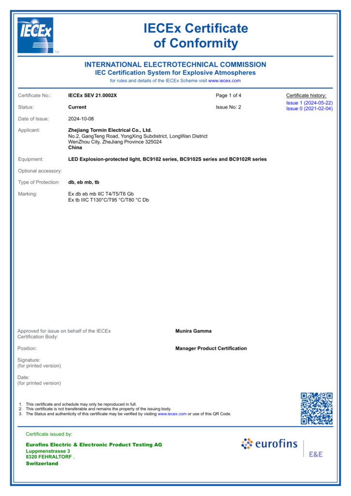BC9102 — IECEx — IECEx SEV 21.0002X — first-page preview; open the complete PDF for all pages.