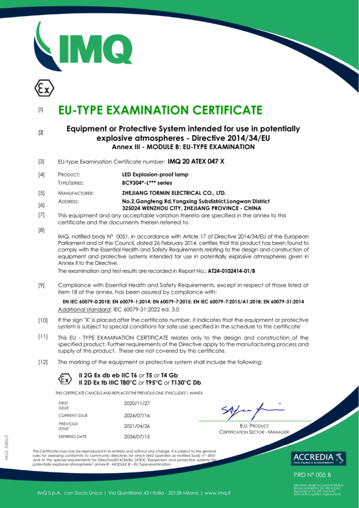 BC9304 — ATEX — IMQ 20 ATEX 047 X — first-page preview; open the complete PDF for all pages.