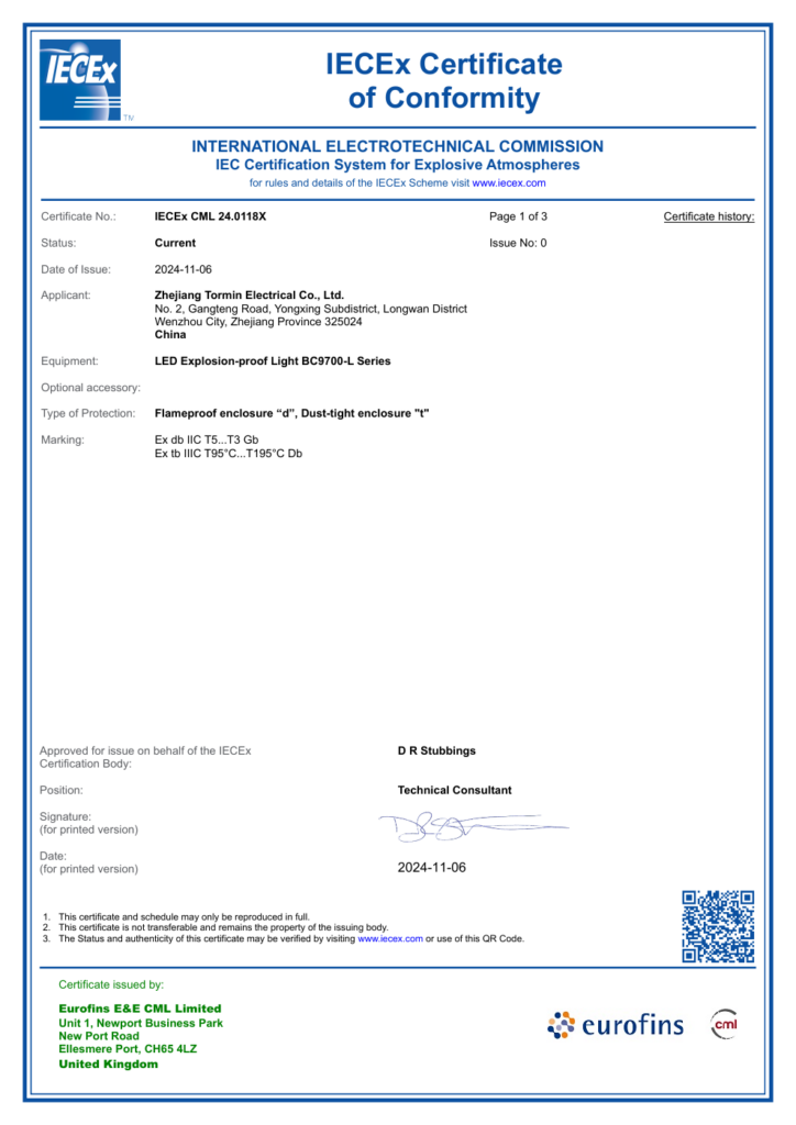 BC9700 — IECEx — IECEx CML 24.0118X — first-page preview; open the complete PDF for all pages.