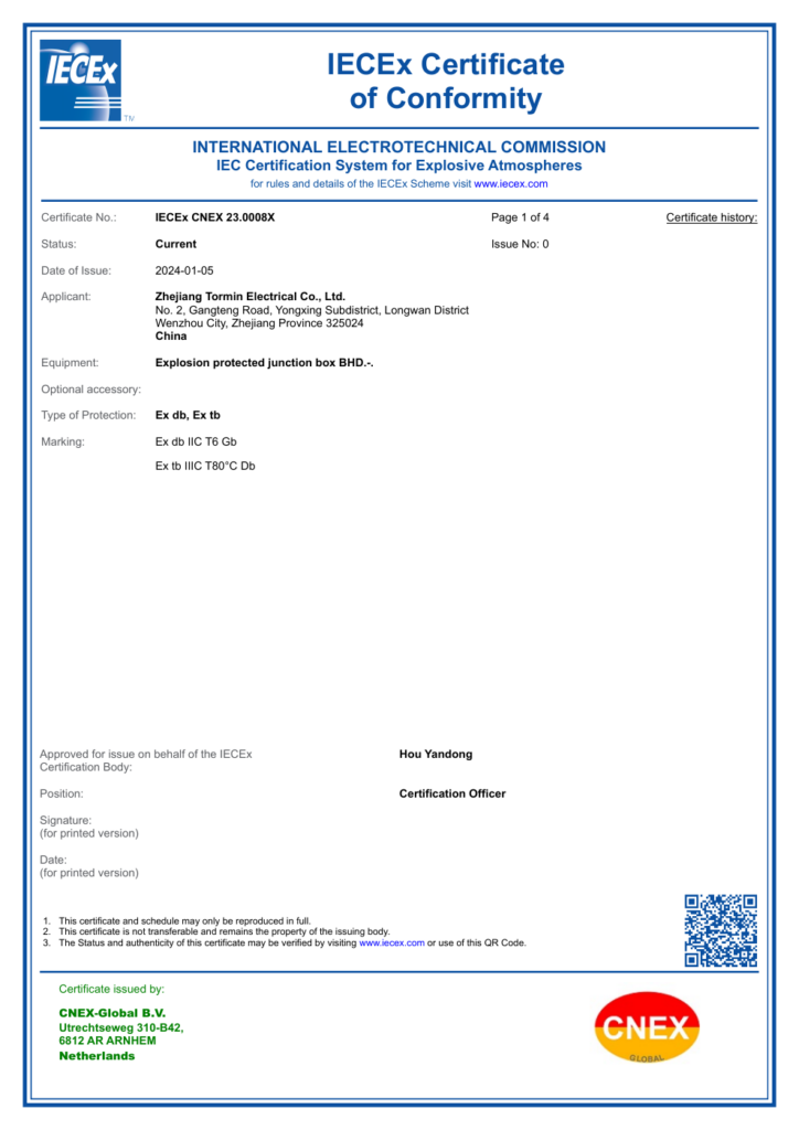 BHD — IECEx — IECEx CNEX 23.0008X — first-page preview; open the complete PDF for all pages.