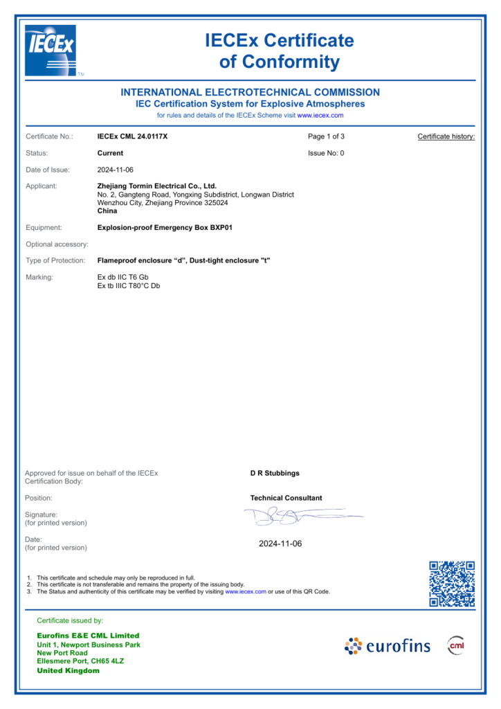 BXP01 — IECEx — IECEx CML 24.0117X — first-page preview; open the complete PDF for all pages.